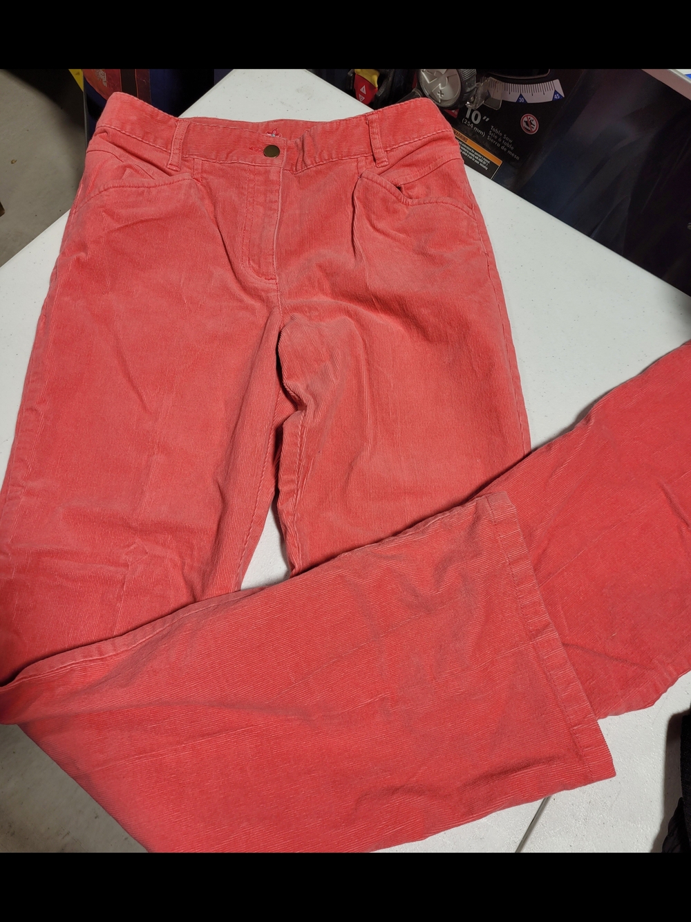 Talbots Coral Pink Straight-Leg Corduroy Pants